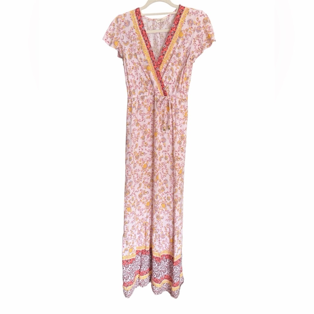 Bebop Pale Pink Floral Boho Maxi Dress